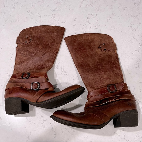 BORN Brown Leather Calf Height Boho Boots, size 7.5 - Picture 3 of 16